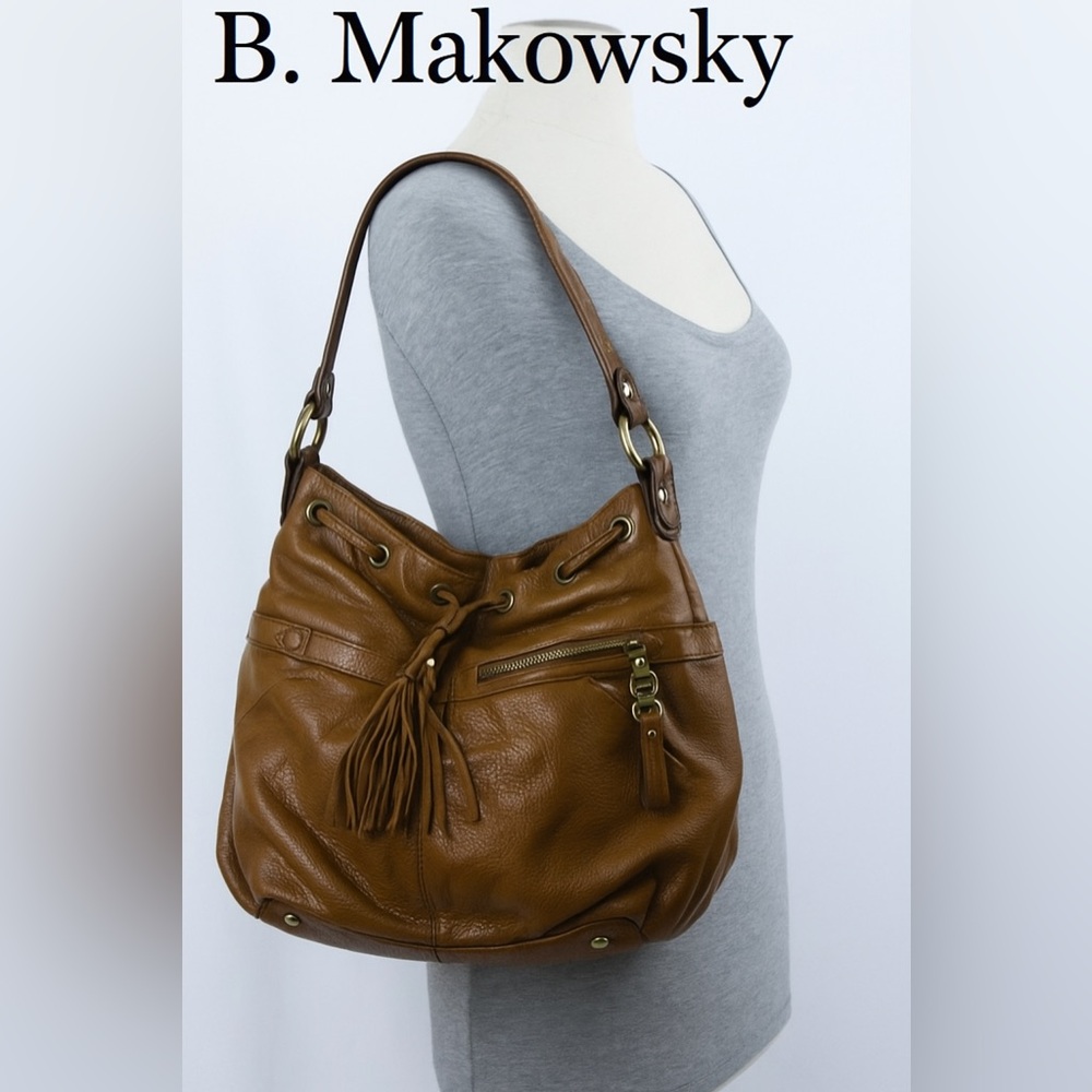 b. Makowsky Brown leather hobo style bag